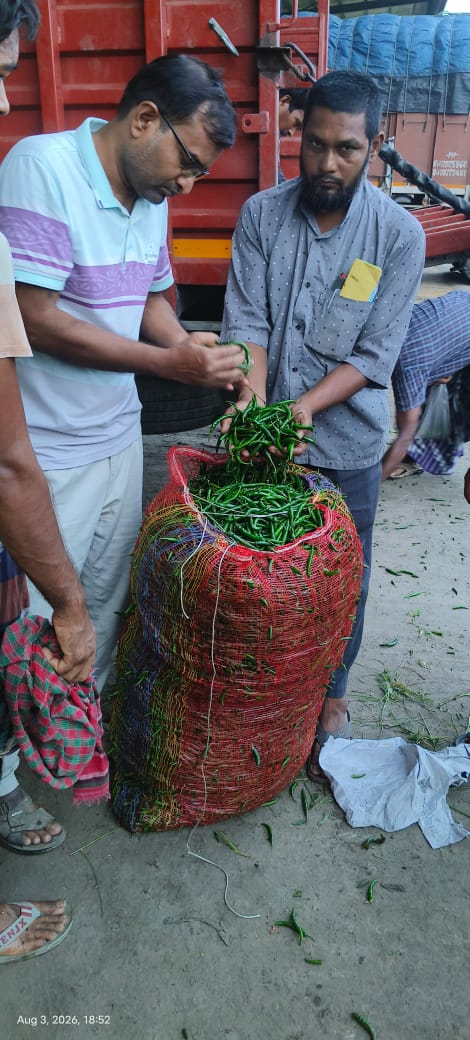 সোনামসজিদ স্থলবন্দর পথে ভারত থেকে আসল ৩৫ টন কাঁচামরিচ