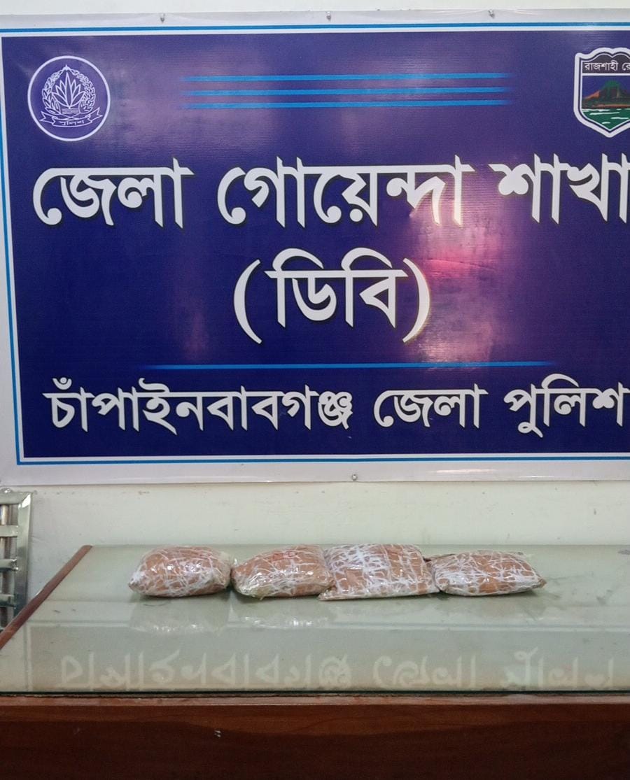 চাঁপাইনবাবগঞ্জ থেকে কুরিয়ারে ঢাকা পাঠানোর সময় ২ কোটি টাকার হেরোইন জব্দ