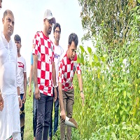 শিবগঞ্জে রাস্তার দু’ধারে বহুবর্ষজীবী ফুল গাছের চারা রোপণ