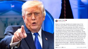 বৈশ্বিক শুল্ক বাড়িয়ে ১৫ শতাংশ করার ঘোষণা ট্রাম্পের