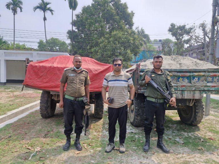 শিবগঞ্জে অবৈধভাবে বালু উত্তোলনের দায়ে একজনের অর্থদন্ড