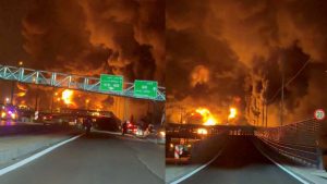 জ্বলছে তেলের ডিপো, তেহরানের রাস্তায় আগুনের নদী